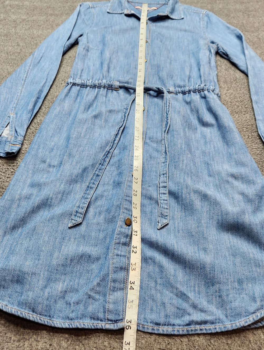 Tommy Hilfiger Denim Shirt Dress XS Blue Chambray Belted Long Sleeve - Picture 2 of 6